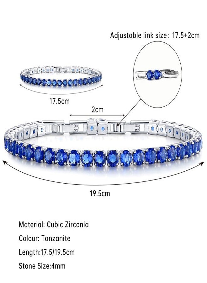 HEEYA Birthstone Jewelry for Women,White Gold Plated Birthstone Bracelets,Tennis Bracelets with Cubic Zirconia,Slider Blue Rhinestone Bracelet,September Birthday Christmas Jewelry Gifts for Wife Daughter Sister - Image 2